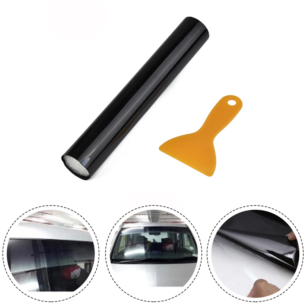 Car Front Windscreen Black Transparent Solar Film Anti- Sun Shade 20cmx150cm Sunshade Sunscreen Decal Film Tools
