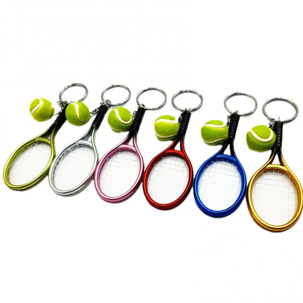 Key Chains Fashion Jewelry Simulation Mini Tennis Racket Ball Keychain Pendant Bag Key Ring Accessories