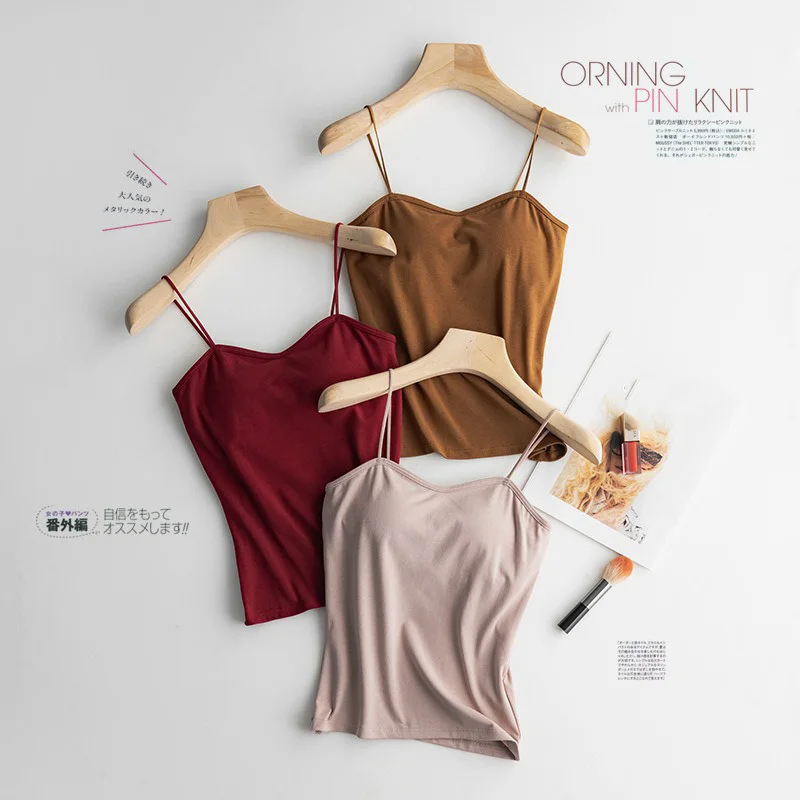 Female Camisoles Summer Girl Sexy Strap Tops Cotton Sleeveless Thin Camisole Vest Women Classic Solid Color All-match Base Vest