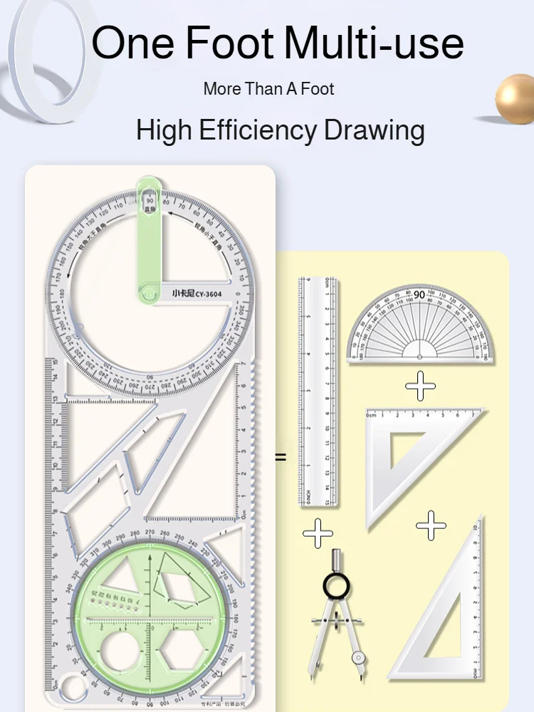 أداة رسم دقيقة متعددة الوظائف للمدرسة الثانوية والرياضيات ومسطرة هندسية وأدوات تصميم صحيفة مكتوبة بخط اليد