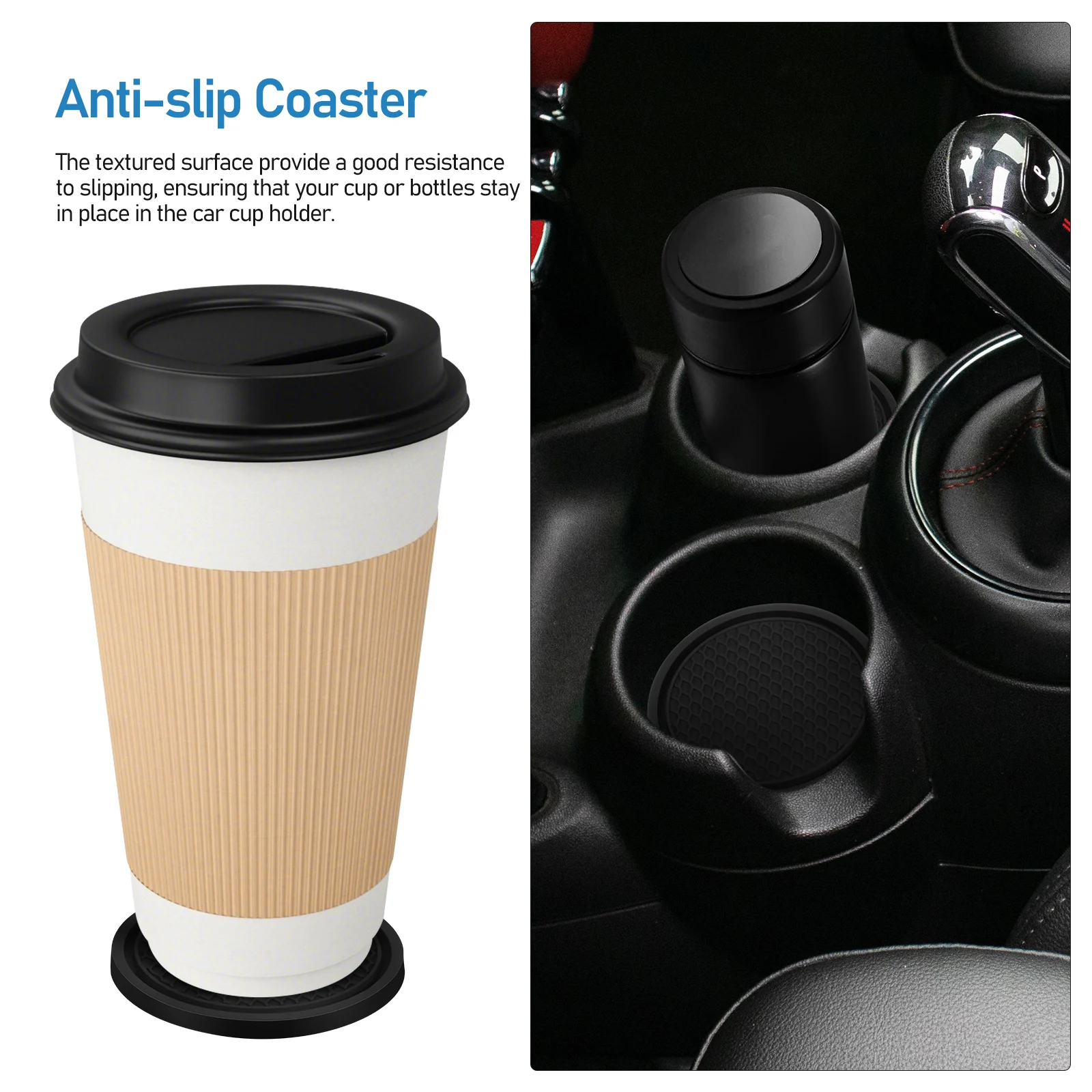 

2pcs Silicone Water Coaster Anti-Slip Coasters Universal Fit Drink Holders for Vehicle Interior Stain Resistant for Bottles