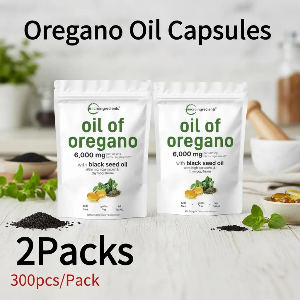 300 Cápsulas/Paquete*2 de Aceite de Orégano Natural Prensado en Frío, Antioxidantes, Apoyo al Sistema Inmunológico, Suplemento Diario para la Salud