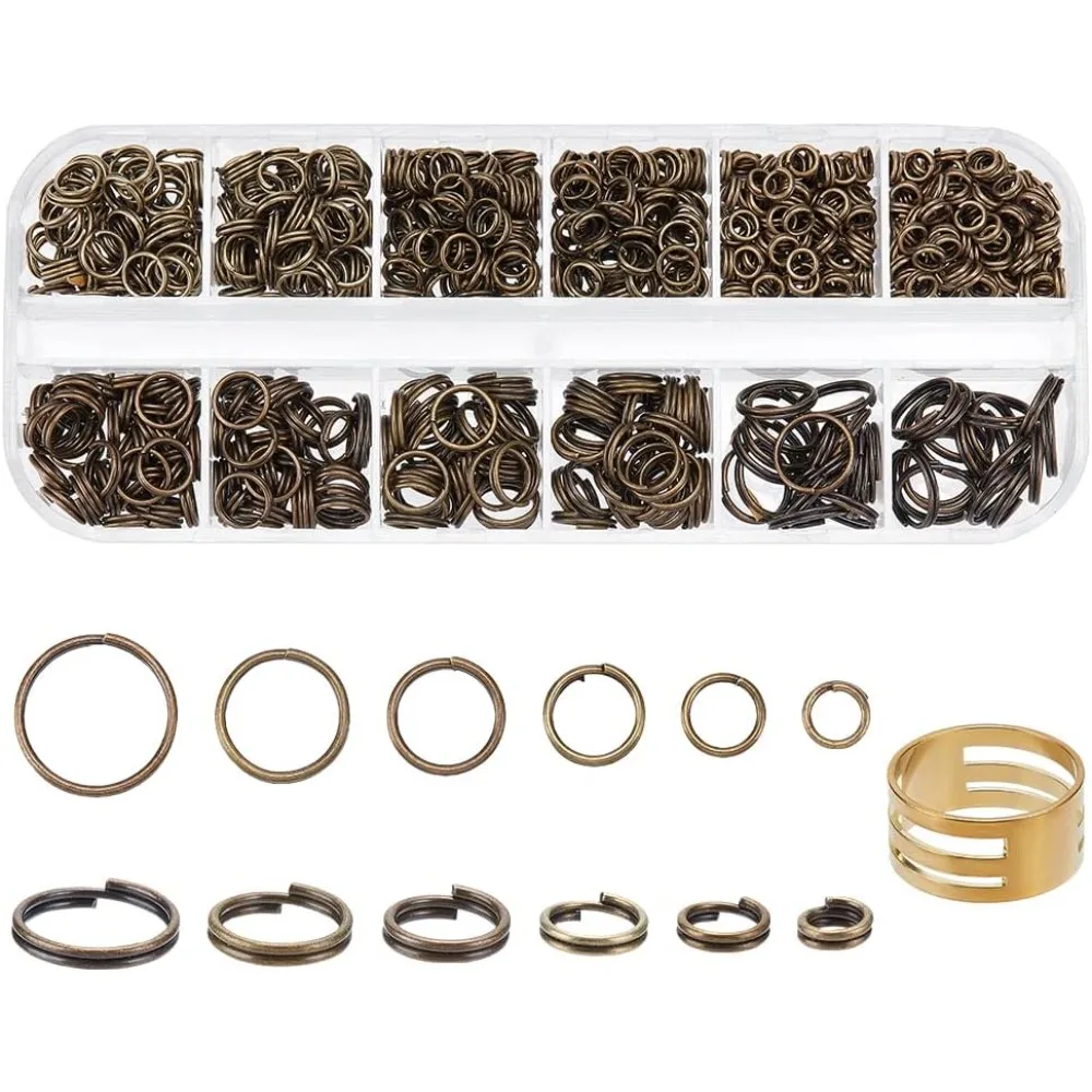 about 505 Pcs Brass Split Rings Double Loop Jump Ring Diameter 4-10mm Wire 21-Gauge for Jewelry Making Antique Bronze