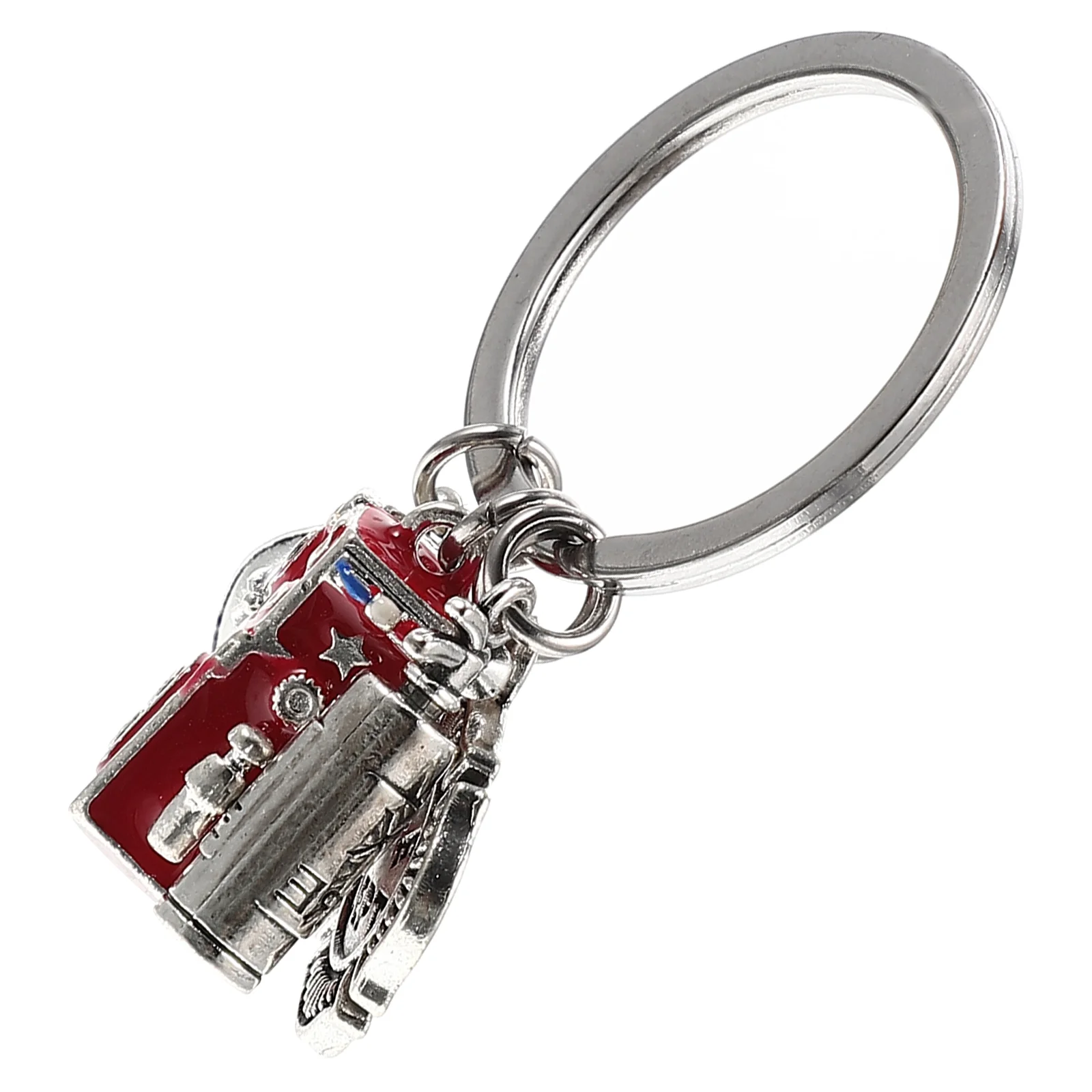 Fire Truck Keychain Bright Color Fighting Car Charm Unique Metal Firefighter Alloy Pendant Zinc Purse Ring Decor