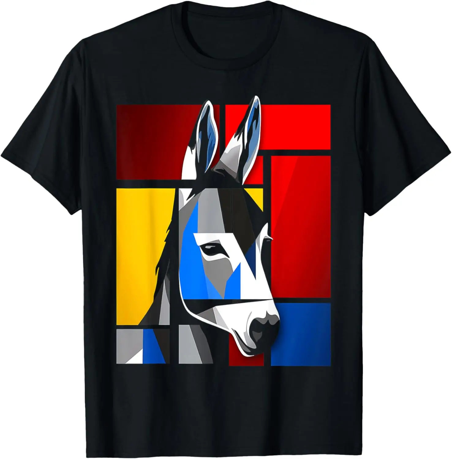 

Футболка с изображением осла и красочными животными