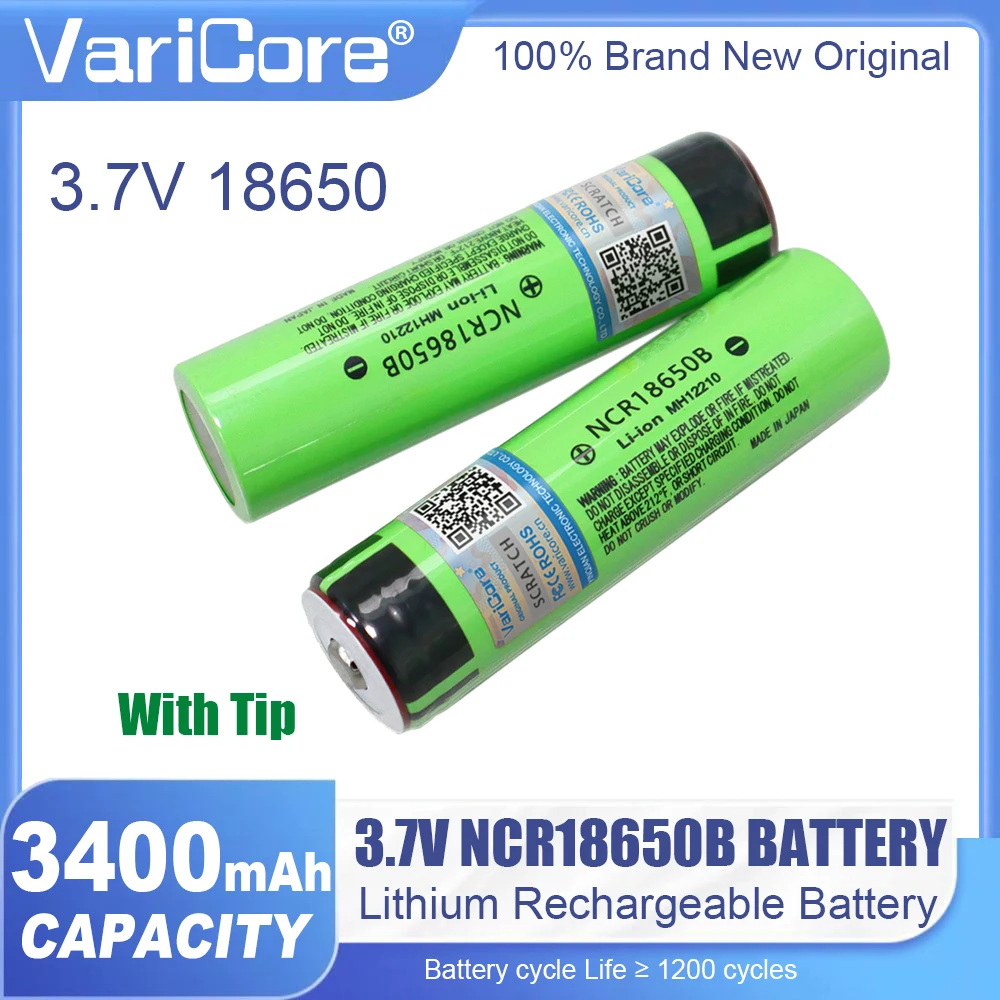 VariCore NCR18650B 3.7V 3400mAh 18650 Akumulator litowy z wypukłym biegunem (bez PCB) do baterii latarki 4.2V