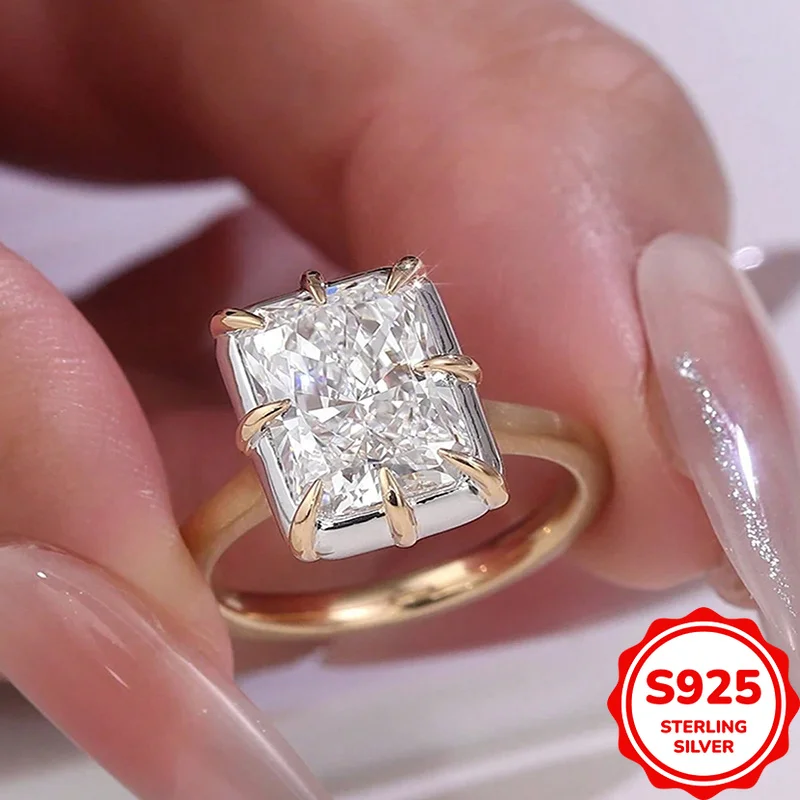 Classic Fashion Authentic S925 Silver Octopus Square Zirconia Women's Ring Commuting All-Match Ring