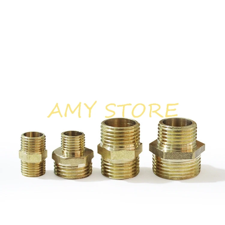 1Pc 1/8'' 1/4'' 3/8'' 1/2'' Male to Male BSP Threaded Brass HEX Nipple Reducer Pipe Fitting Adapter Coupler Connector