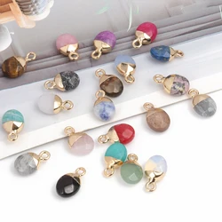 14x8mm Faceted Natural Stone Pendant Agate Jade Quartz Women Charms Jewelry Making For diy Handmade Necklace Accessory Wholesale