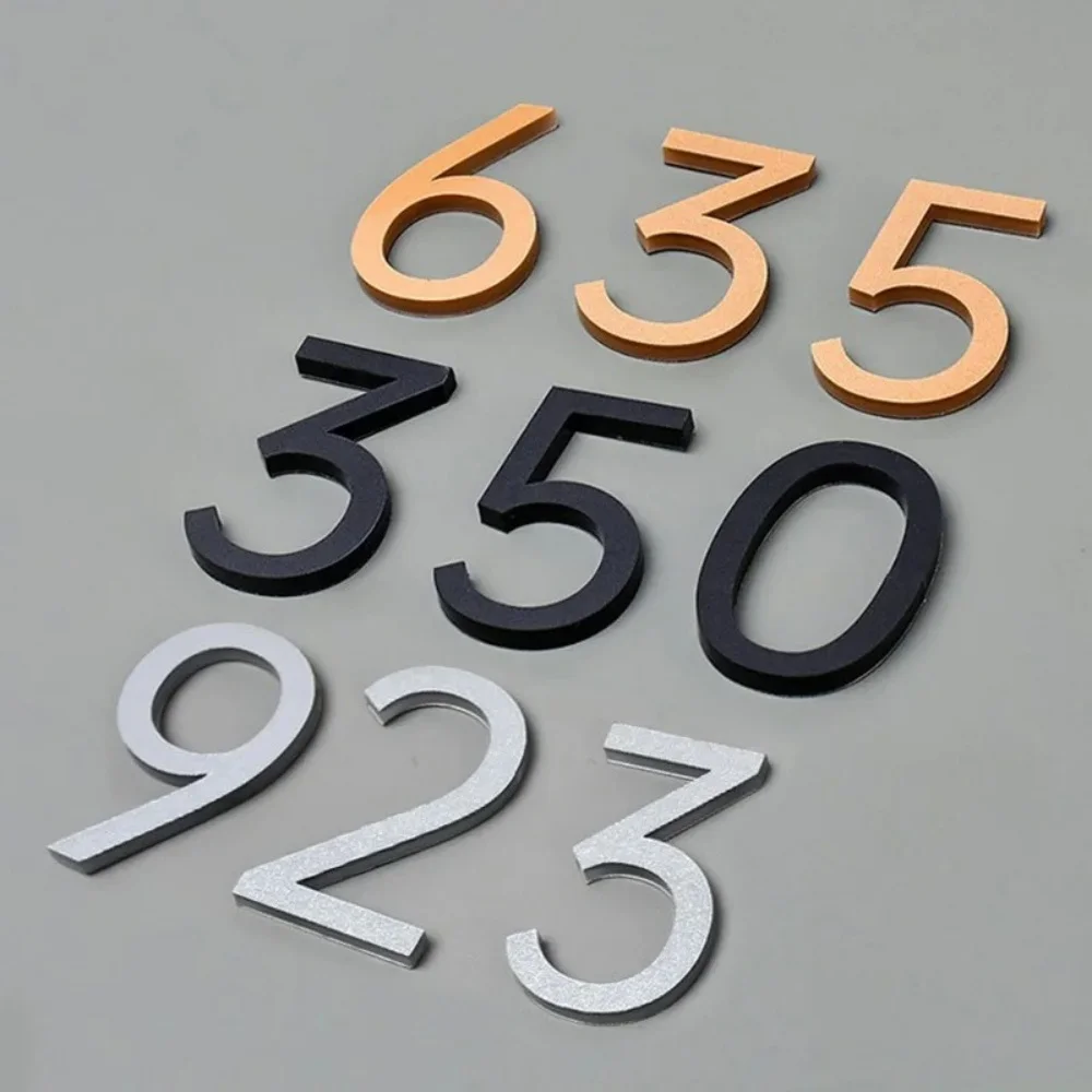 1pc 3d Digits House Number Self Adhesive Door Plate Sign Sticker  Gold/Black Digital For Office Hotel Apartment Home Decor ﻿ view 4