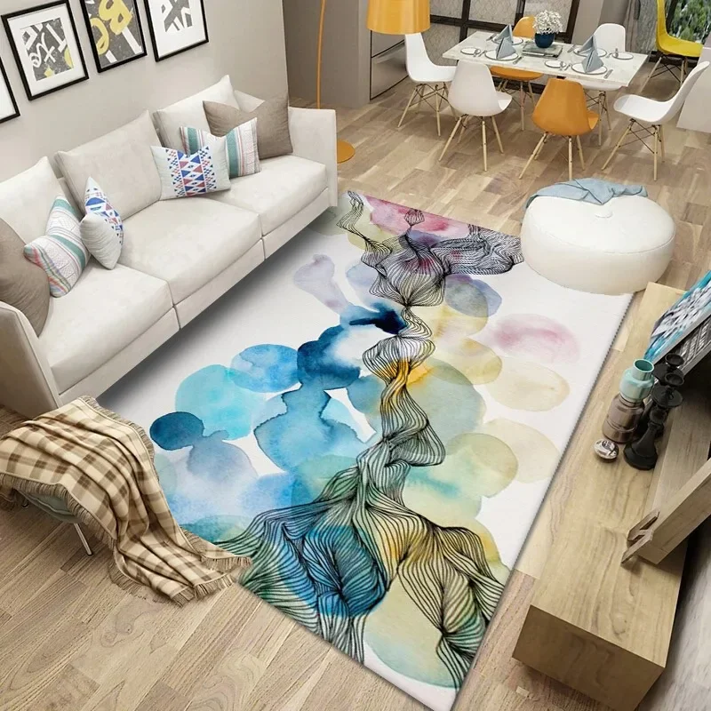 Colorful Pattern Carpet For Living Room Ink Splash Abstract Area Rug Large Bedroom Decor Home Washable Entryway Doormat Bath Mat