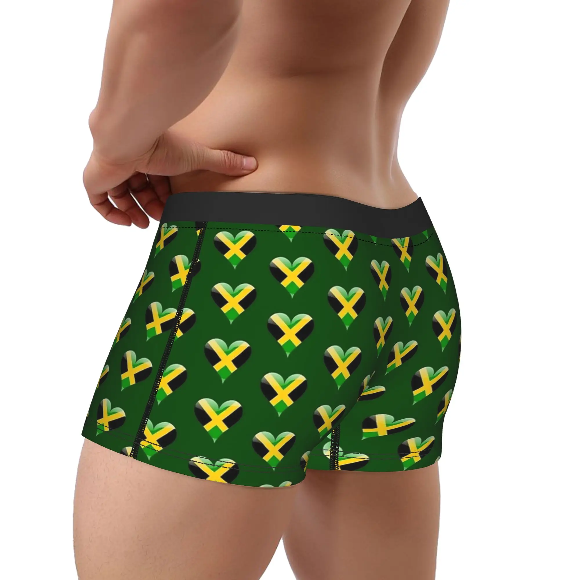 Jamaican Heart Boxershorts  3D Pouch Underwear Quality Print Boxer Brief Comfortable Man Underpants Large Size