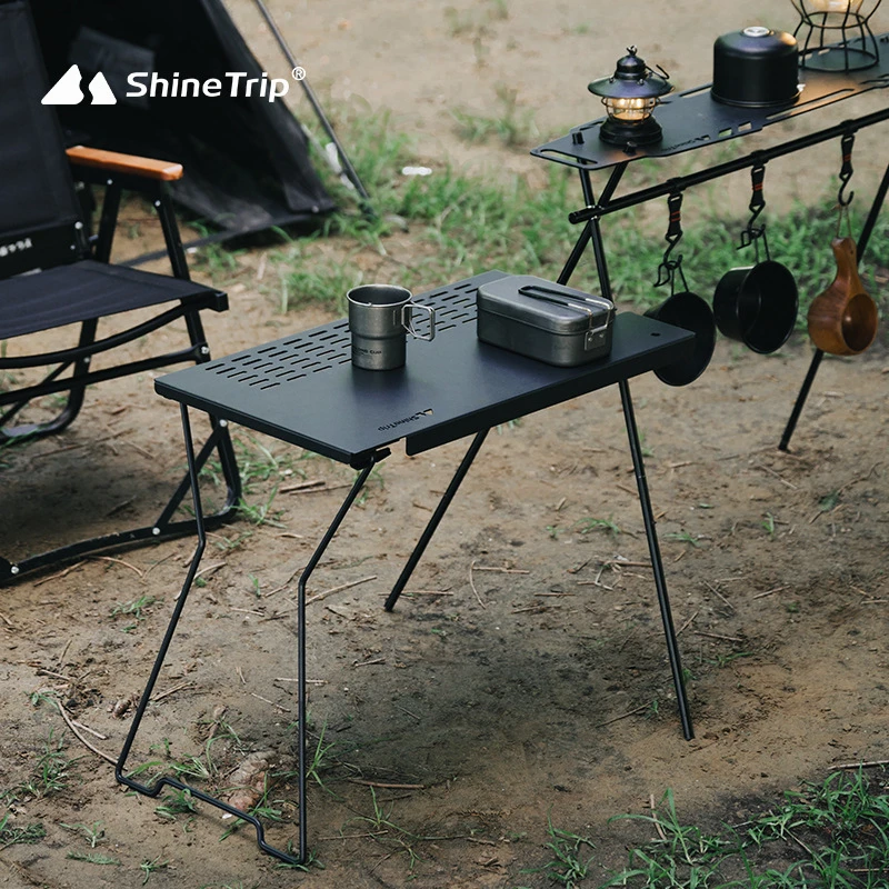 Outdoor Folding Table Multifunctional Grid Table Stool Side Hanging Table Camping Portable Iron Rack Shelf IGT Tactical Table