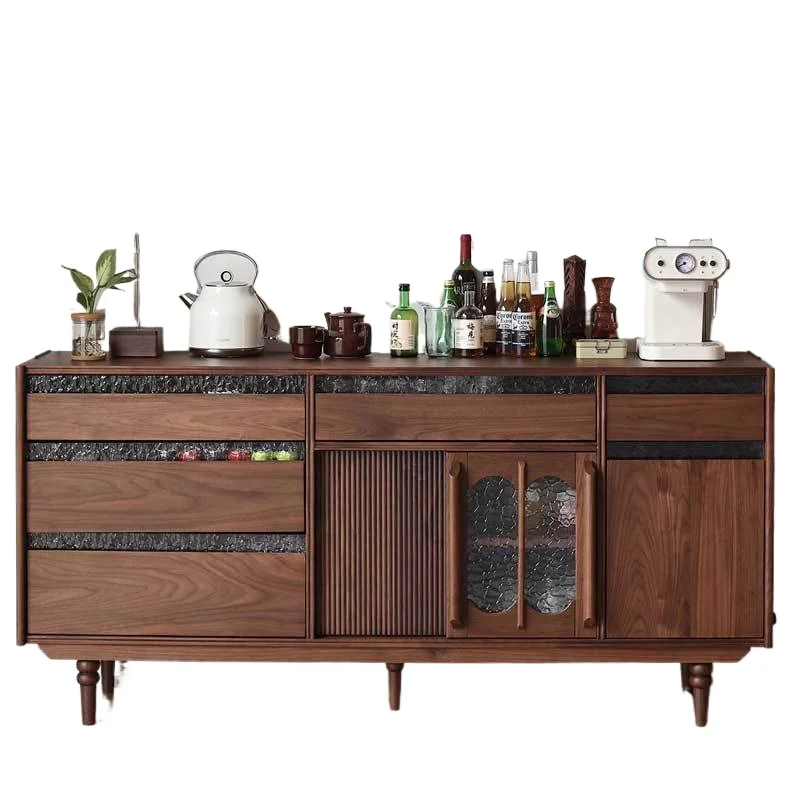 

Medieval French side cabinet North American black walnut tea living room storage TV side cabinet