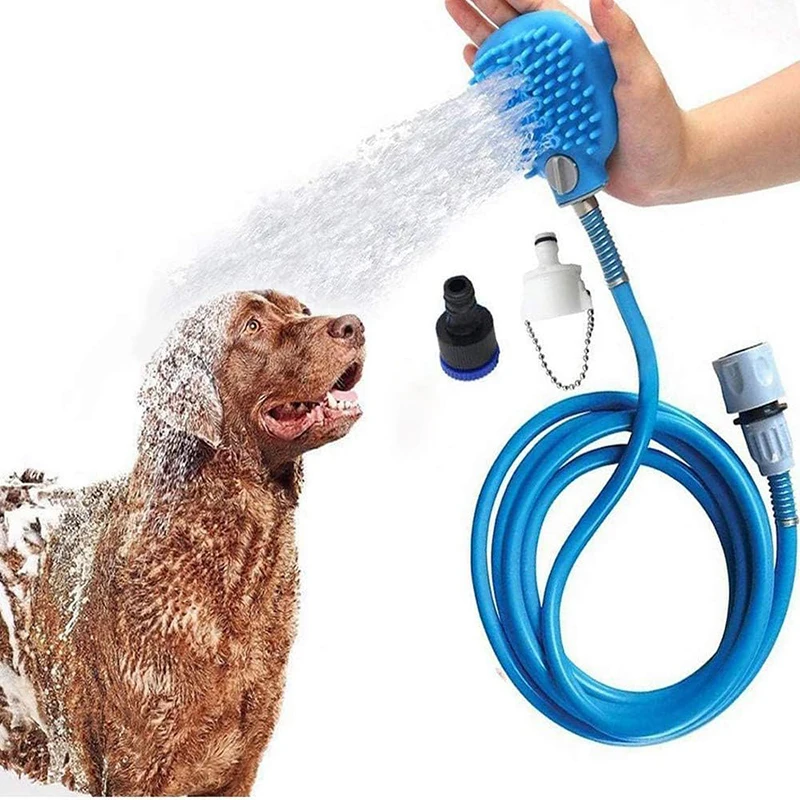 Pet Dog Bath Tool, Bath Brush, Comb, 2-In-1 Cleaning Baths Silicone Hose Nozzle, Handheld Massage Brush, Pet Cleaning Baths Tool