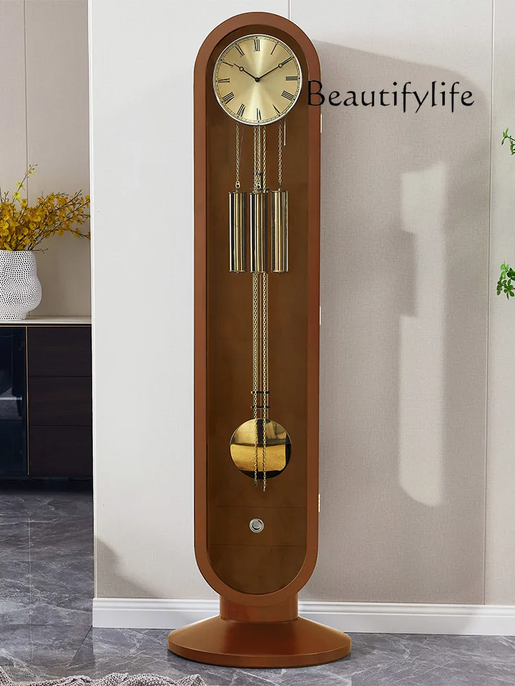 Simple Retro Solid Wood the Grandfather Clock Movement Rosewood Mechanical Clock Simple Living Room Villa Clock