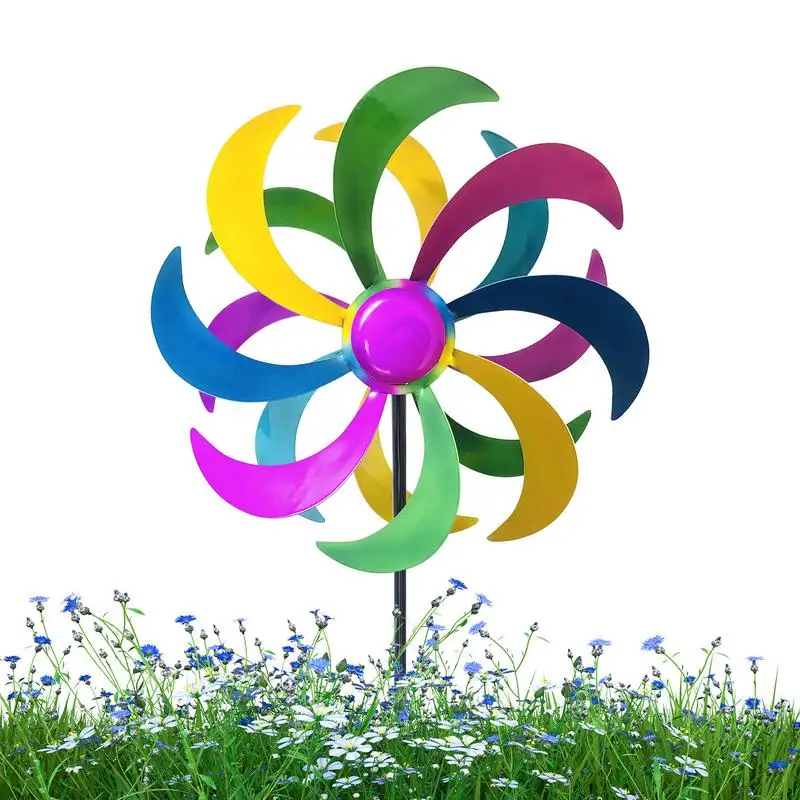 

Colorful Windmill Rainbow Metal Windmill Decorations Easy To Assemble Metal Wind Spinners Kinetic Rainbow Spinner Wind Sculpture