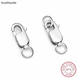 2pcs Real Pure 925 Sterling Silver Spring Lobster Clasps Hooks Claw Jewelry Making Findings With Close Sealed Ring Buckle