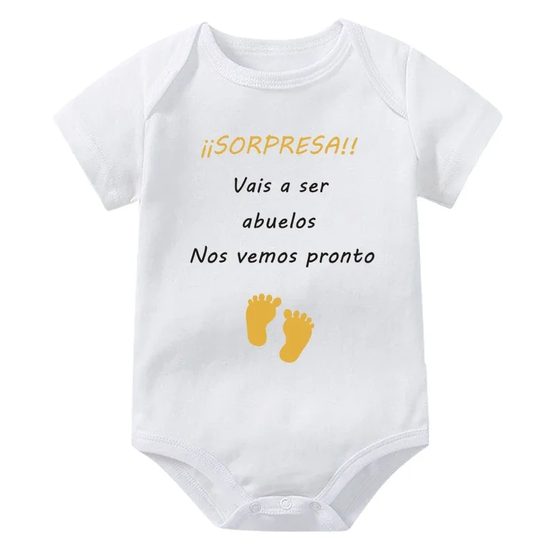 Sorpresa Vais a Ser Abuelos Baby Romper Pregnancy Announcement Newborn Bodysuit Infant Clothes New Grandparent Gifts