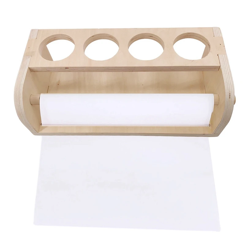 

Wooden Tabletop Paper Roll Dispenser With Paper Roll 15.7Inx32.8Ft For Kids Desktop Easel For Drawing Wood Color Wood