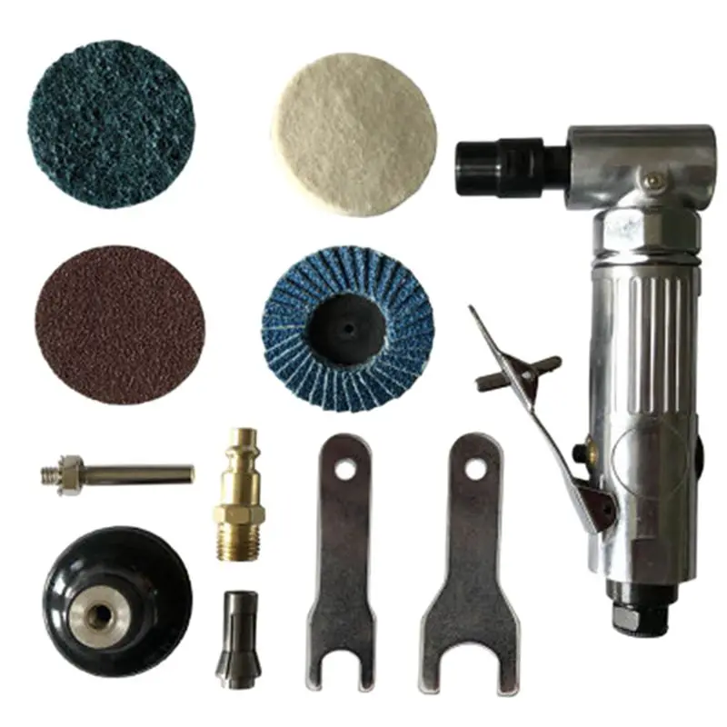 A84X-2X 1/4 Inch Air Angle Die Grinder 90 Degree Pneumatic Grinding Machine Cut Off Polisher Mill Engraving Tools Set