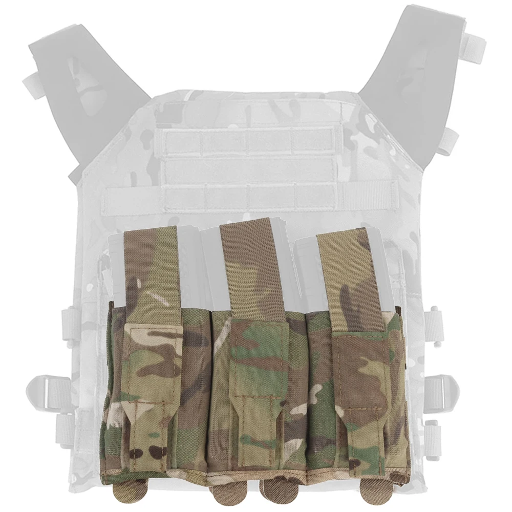 5.56/7.62 Triple Magazine Pouch Molle Lightweight Elastic Mag Bag with Elastic Fixed Flap for Tacticl Hunting Vest Plate Carrier