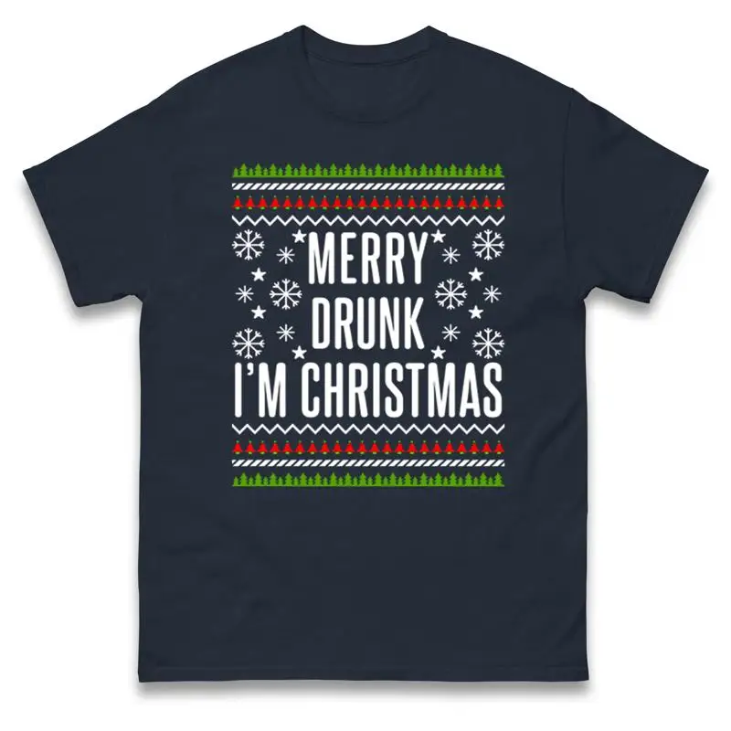 

Футболка Merry Drunk I'M Christmas, забавная праздничная пивная вечеринка, Рождество