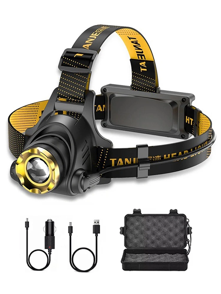 

LED Zoomable Head Flashlight USB DC Rechargeable Outdoor Portable Headlamp Angle Adjustable 300LM for Camping Hiking Fishing