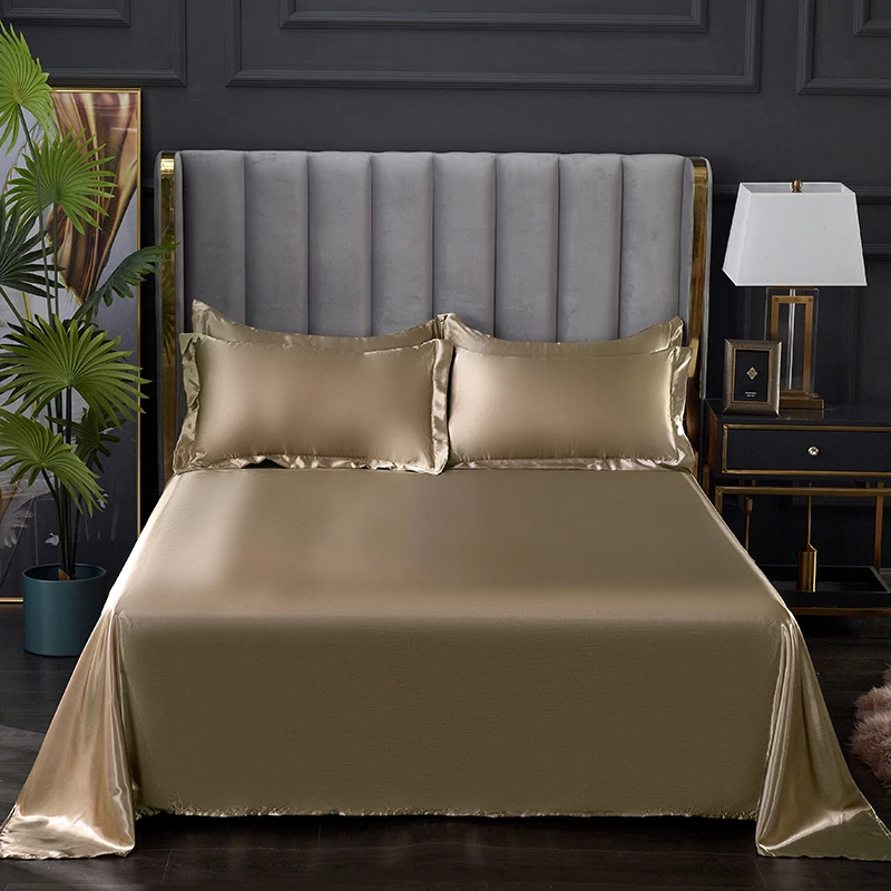 Luxury Satin Rayon Duvet Cover Set Queen King Size Bedding Set Include Duvet Cove Flat Sheet and Pillowcases