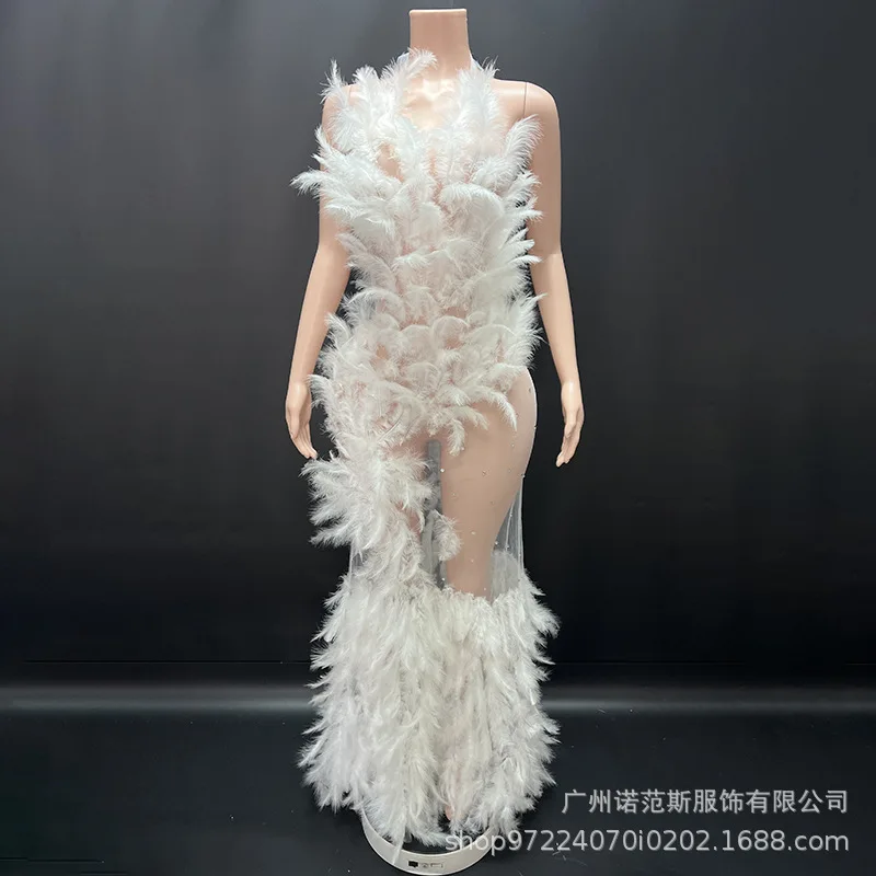 مزاجه المتخصصة الضوء الأزرق الجنية الفاخرة فستان من الريش المغني الأعمال موضة الغناء الملابس فستان حفلة عيد ميلاد من أي وقت مضى جميلة