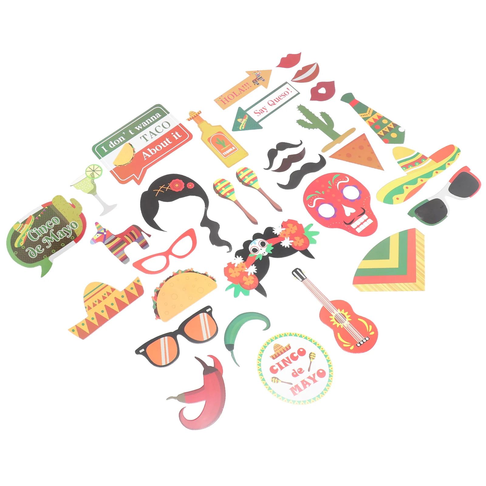 

29 Pcs Photo Props Kit Cinco De Mayo Party Supplies Decorations Wedding Valentine Adult Fun Accessories Disposable Tableware