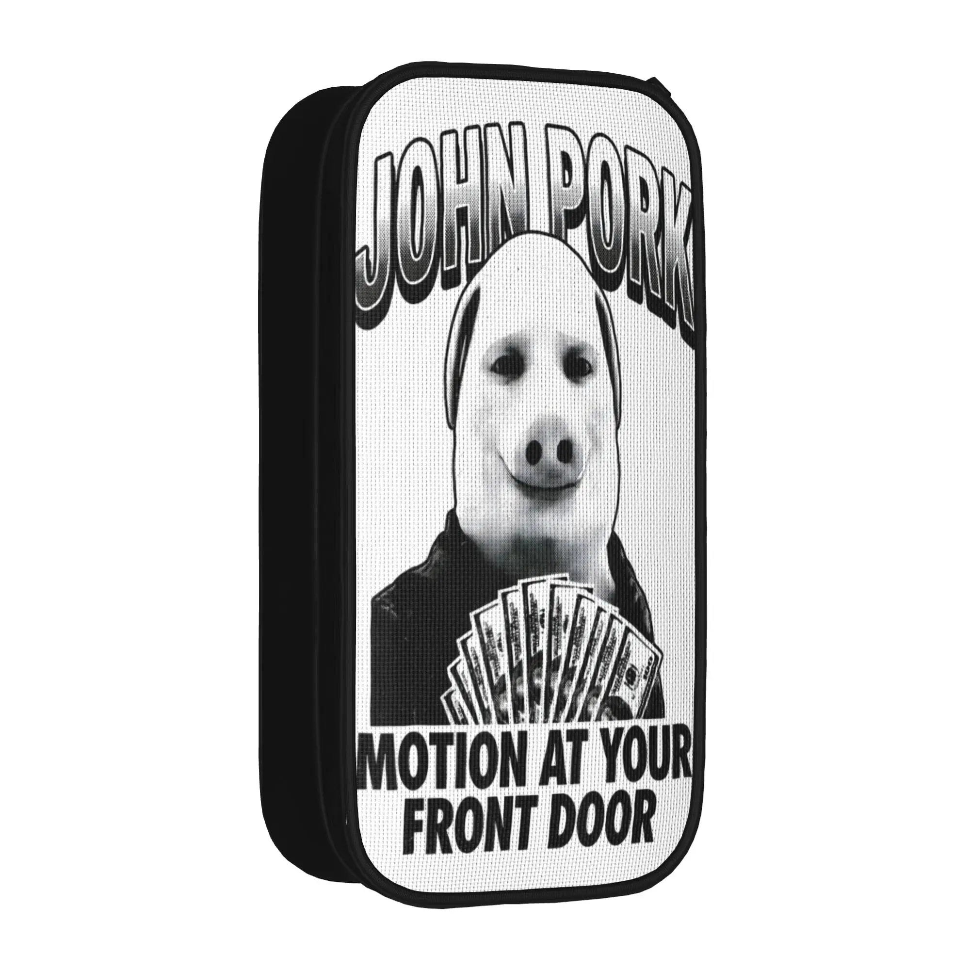 estojo-de-lapis-duplo-com-tema-de-porco-halftone-john-pork-motion-at-your-front-door-estojo-escolar-para-meninos
