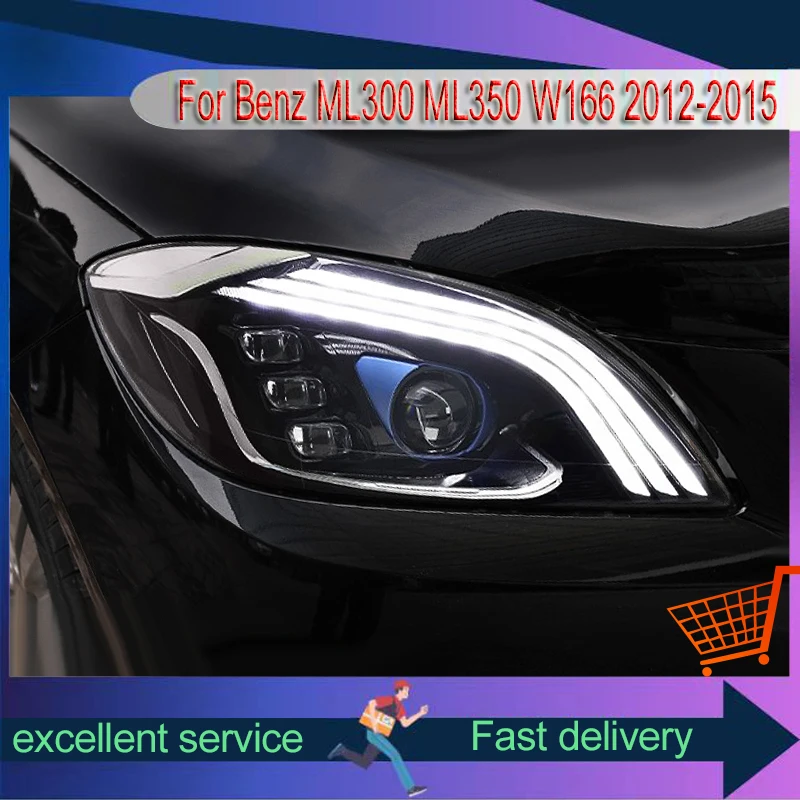 Auto Car 2012-2015 Headlights LED Lamps For Mercedes Benz ML300 ML350 ML400 W166 Upgrade Style Front Lamp DRL Tools Accessories view 3