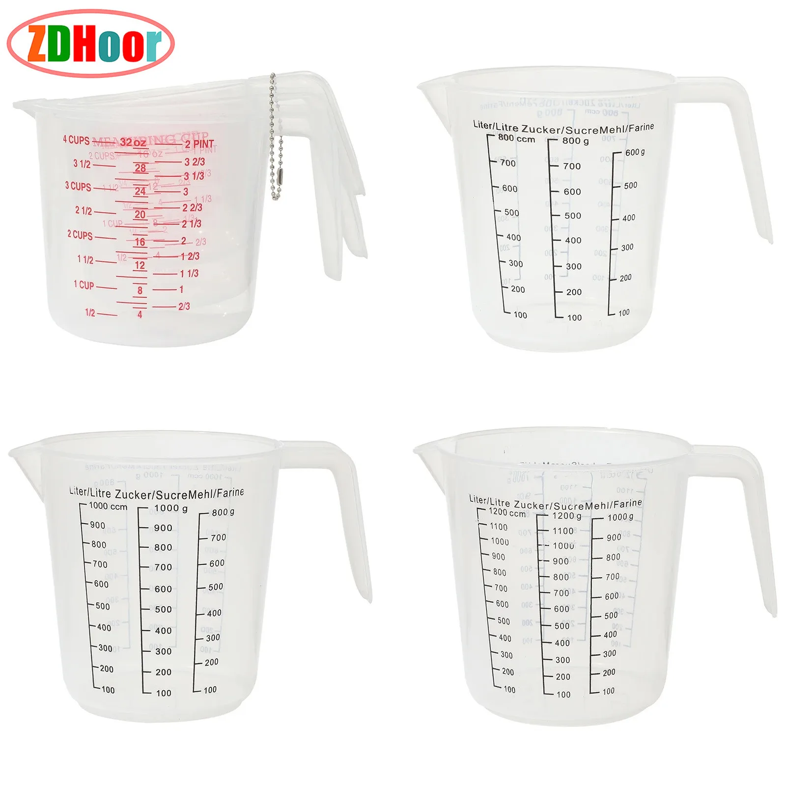 

Plastic Measuring Cup Graduated Cup Measure And Mixing Pitcher Pouring Cup with Handle And Spout for Kitchen Baking