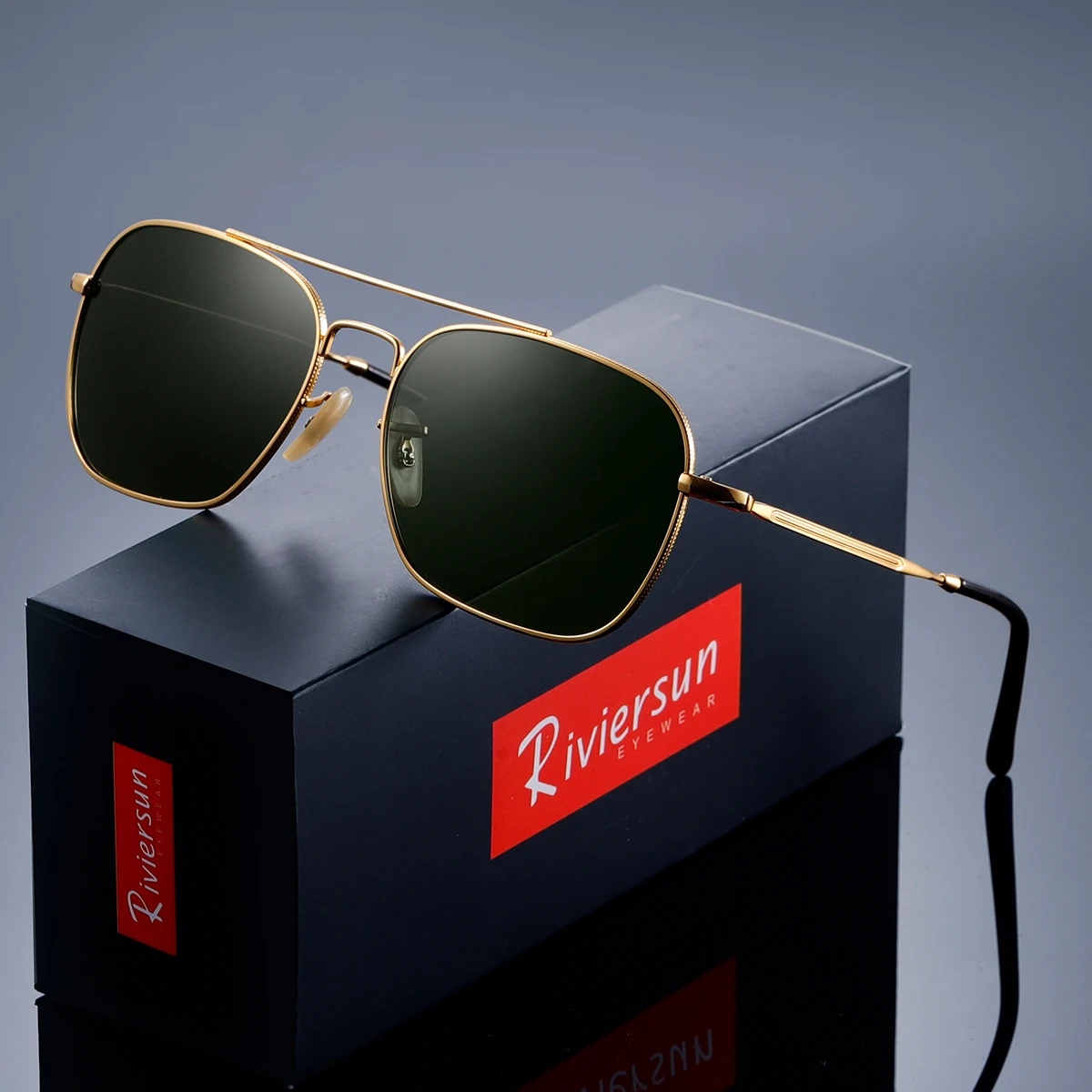 AliExpress RIVIERSUN Classical Trendy Pilot Sunglasses Men Driving Cycling Square Frame Business High Quality UV400 Polarized Eyewear