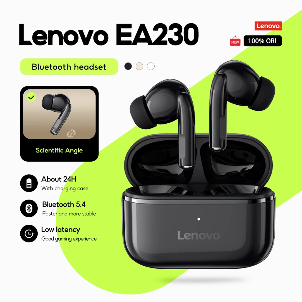 Lenovo EA230 True Wireless (TWS) Earbuds | Bluetooth 5.4, Touch Control | Long Battery Life, HD Voice, Mini Design