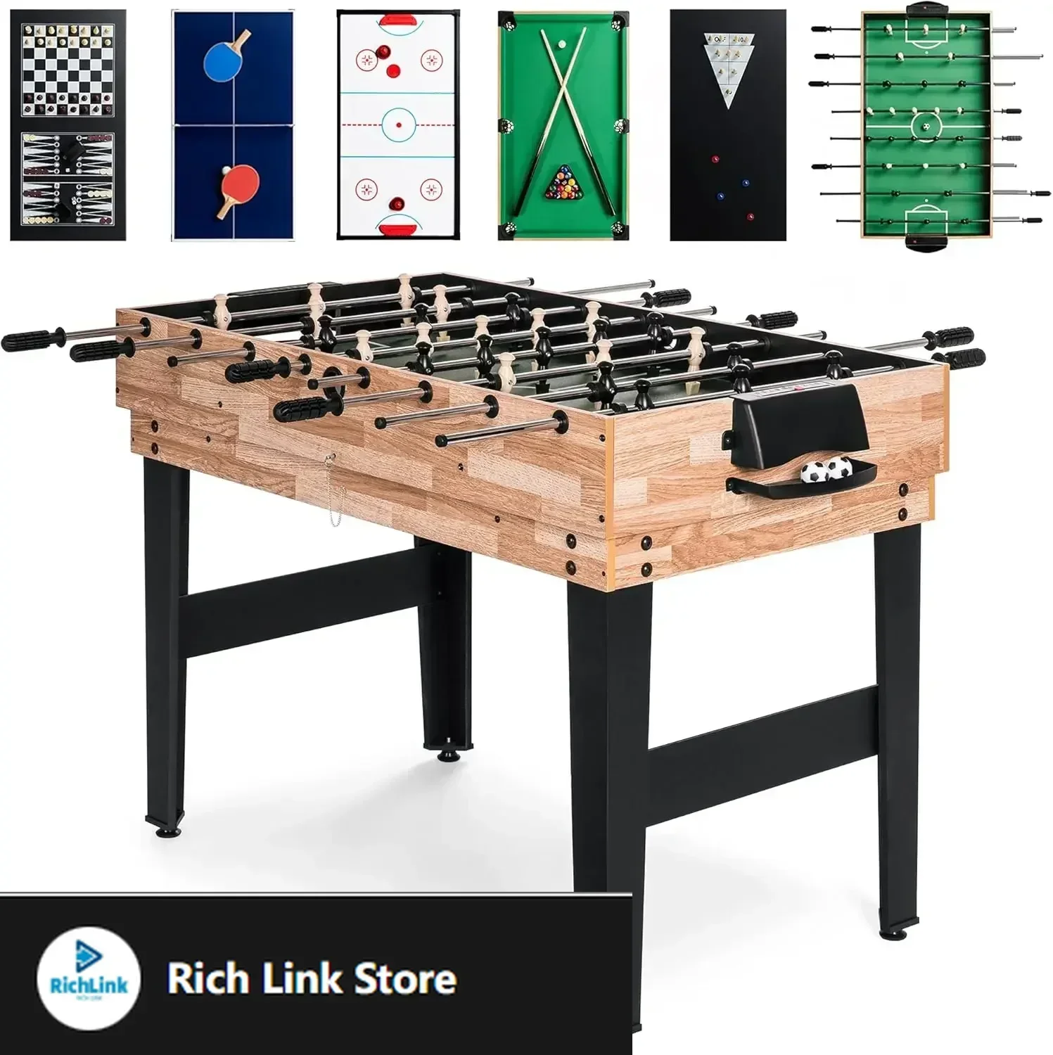 Juego de mesa de juego combinado 10 en 1 de 2x4 pies para el hogar, sala de juegos, amigos y familiares con hockey, futbolín, piscina, tabla de cambios, ping pong