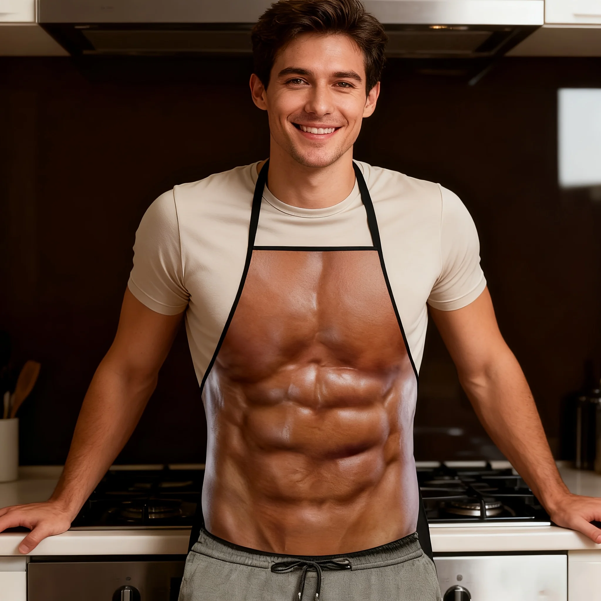 

Фартук Six Pack Abs Body Illusion с 3D-принтом, полиэстеровый, водонепроницаемый, для кухни, выпечки, барбекю, вечеринок, подарок, декор для дома