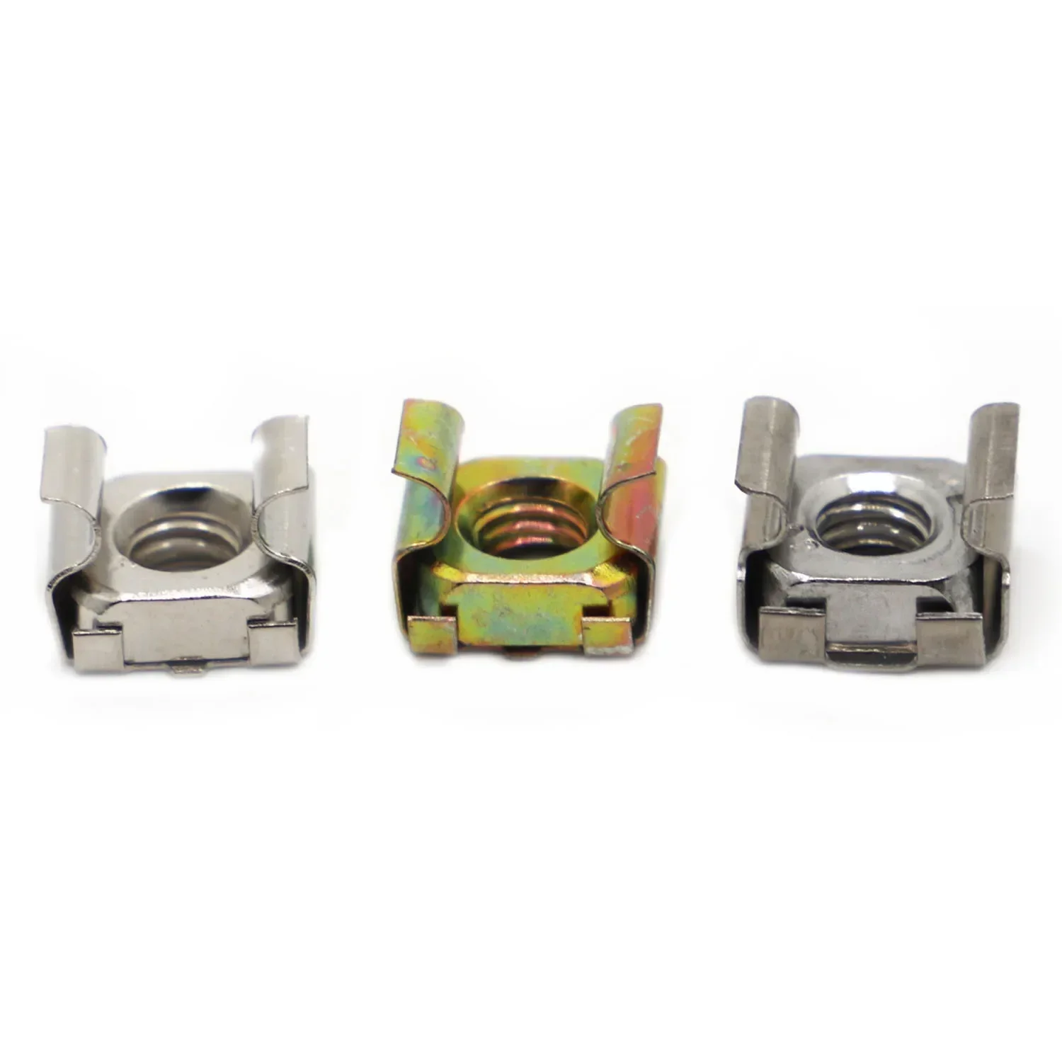 Color Zinc Nickel Stainless Steel Quartet Floating Nuts Cassette Elastic Enclosure Card Cage Nut Square Snap-In Nut Size:M4-M10