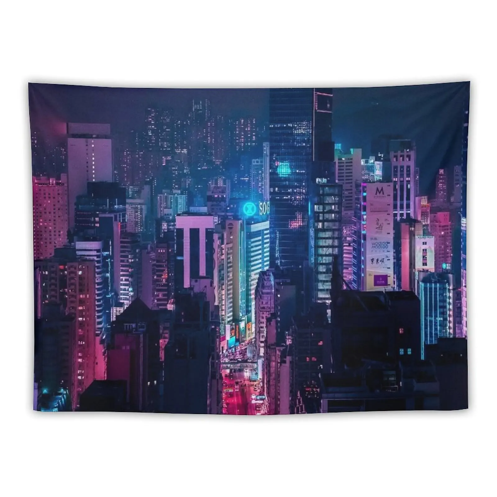 

Neon City Aesthetic Tapestry Carpet Wall Room Decor Korean Style Tapestry