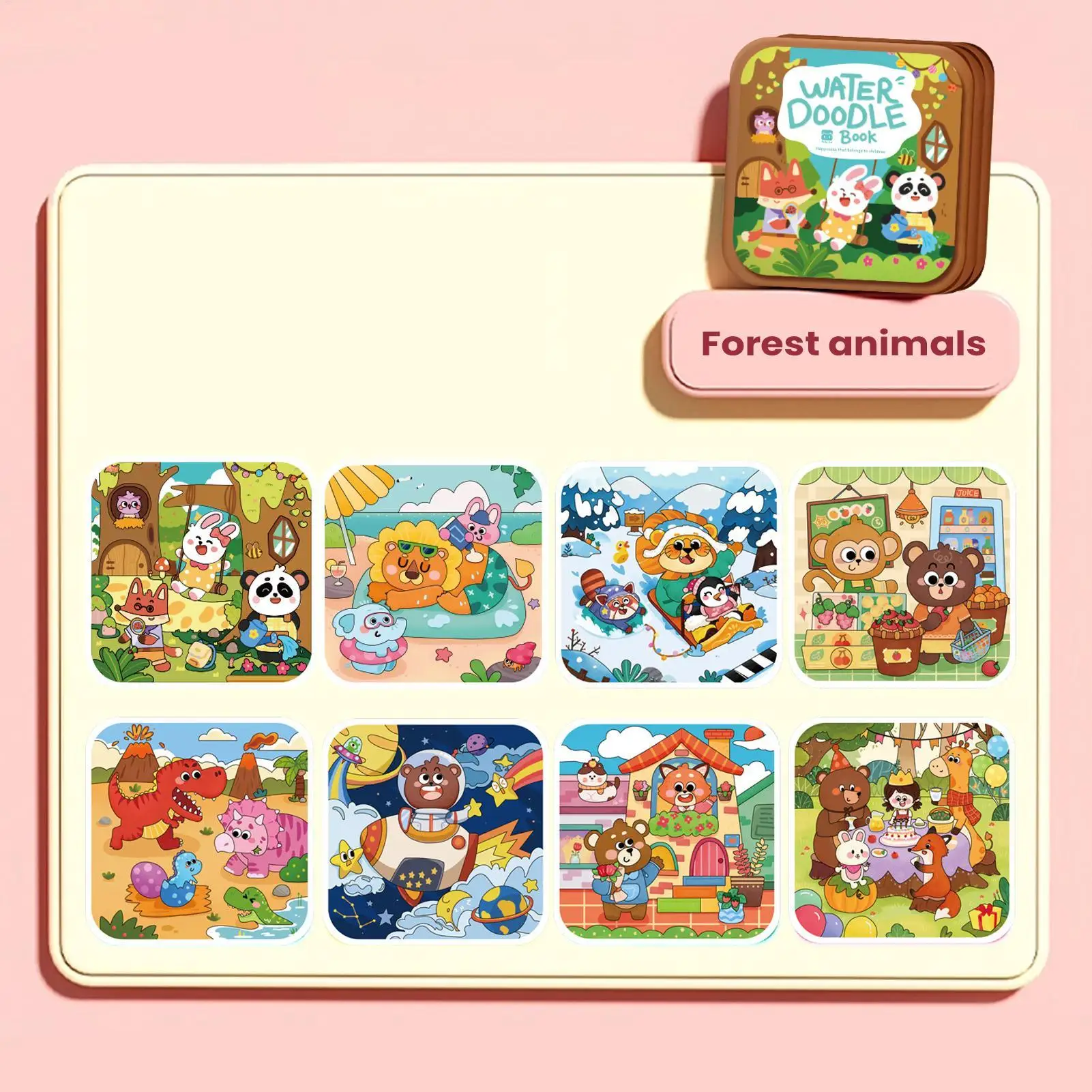 1PC Kinderen Aquarel Magisch Boek Herbruikbaar Aquarel Werkboek voor Kinderen Dier Cartoon Schilderen Boek Onderwijs Speelgoed