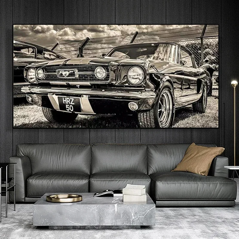 Sports Car 1965 Ford Mustang Car Canvas Paintings Artwork Posters and Prints  Decor Wall Art Pictures for Living Room Home Decor