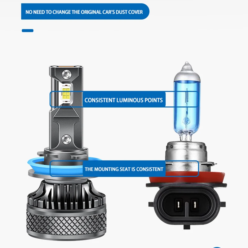 EURS K18 H7 H4 luci a LED doppio aggiornamento in rame lampadine per fari 9005 9006 H1 LED H1 H9 H11 9012 130W 22000LM faro per auto bianco