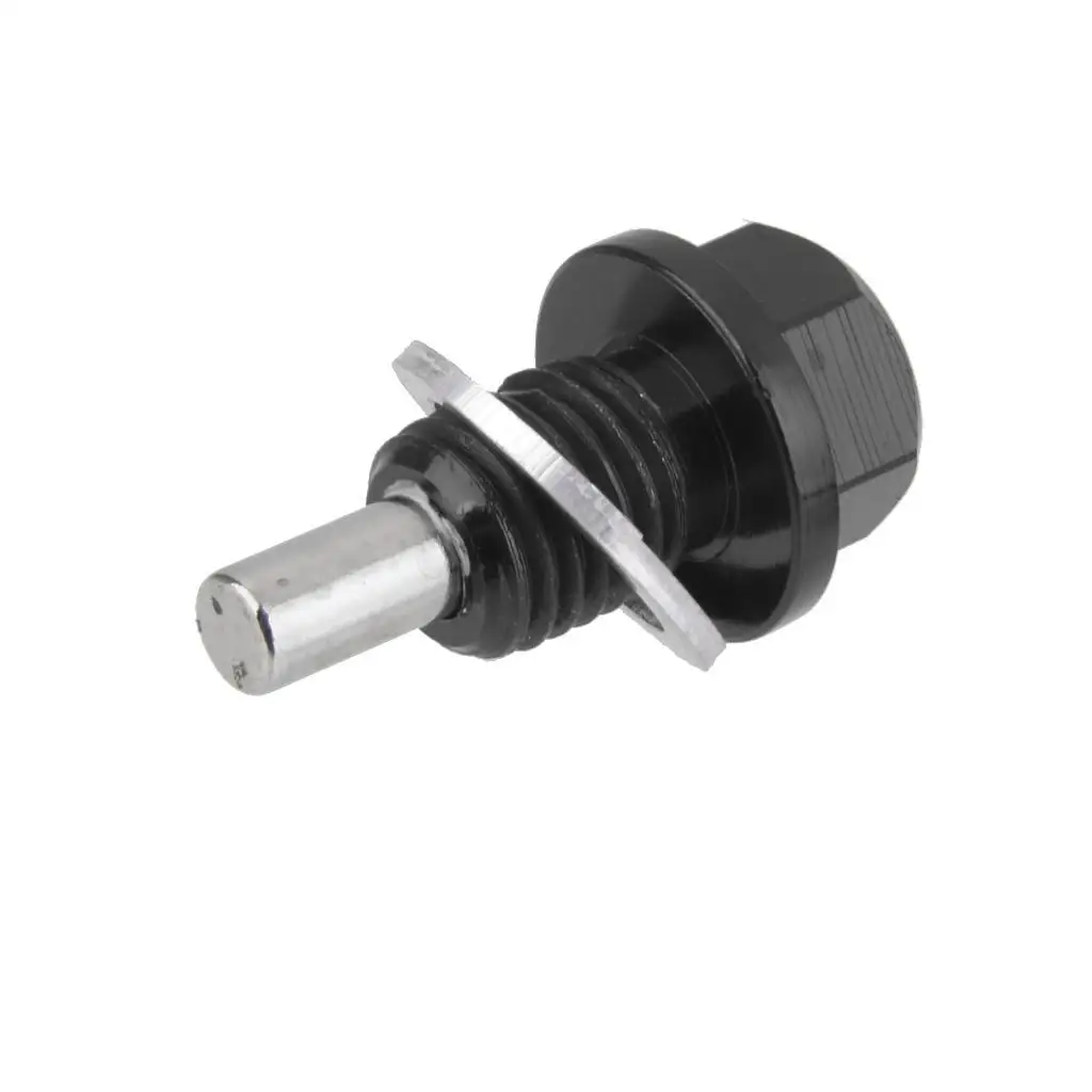 

Black Metal Magnetic Oil Drain Plug M12x1.5 Engine Oil Crankcase Plug Screw for Car Oil Pan Extended Engine Life