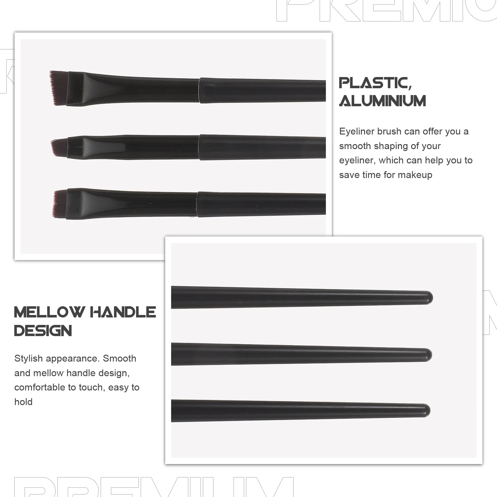 3 個の薄いフラットアイライナー眉毛メイクブラシ斜め角度デュアルユースツールスムーズなライナー眉整形ソフトハンドル用