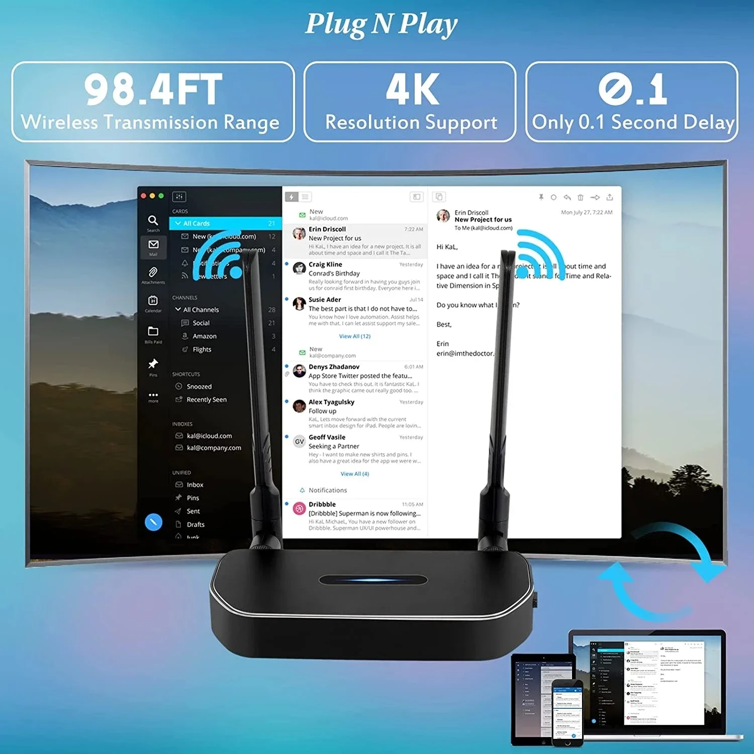 50 متر اللاسلكية HDMI فيديو الارسال والاستقبال موسع عرض محول دونغل 4 كيلو 5 جرام ل PS4 الكمبيوتر إلى شاشة التلفاز العارض عصا