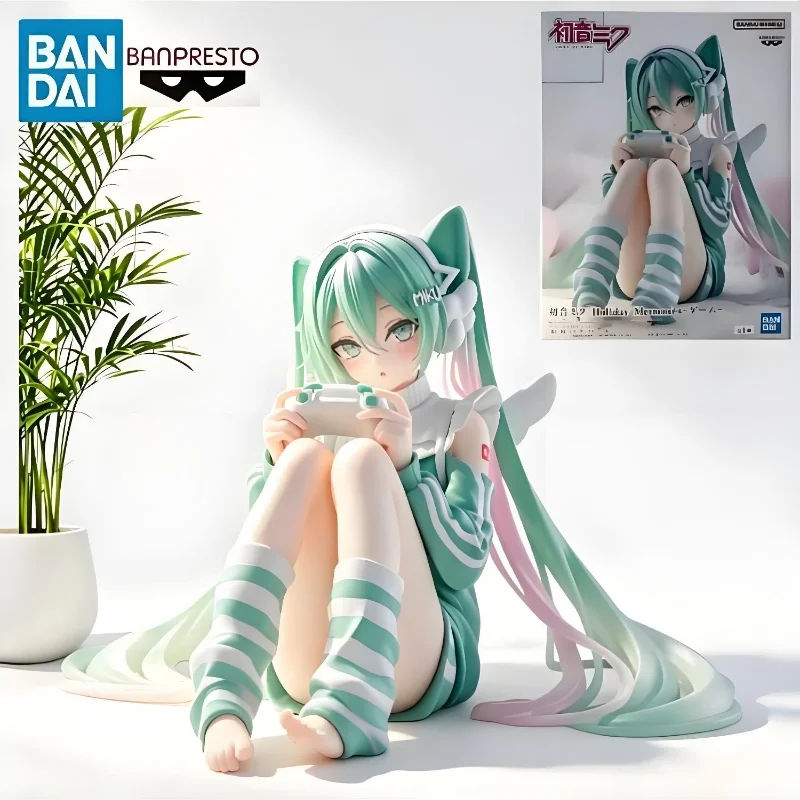 Banpresto Piapro Miku / Hatsune Miku Holiday Memories Game Ver. Sitting Gaming Controller Anime Figure Desktop Collectible Toy