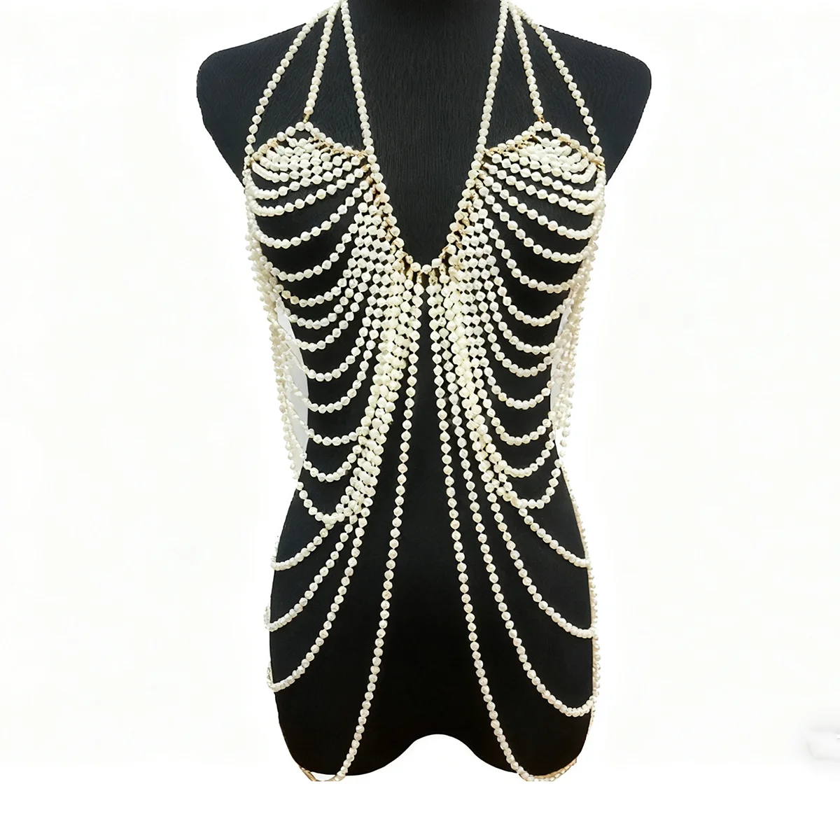 

Sexy Multi-Layered European And American Lady's Imitation Pearl Body Chain Necklace Fashionable Accessory for Clothing Decoratio
