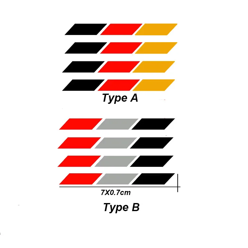 Etiqueta reflexiva do vinil da bandeira alemã, decalque para Audi A3, S3, S4, A4, A5, A6, S6, A7, A8, R8, Q3, Q5, Q7, Q8, A1, RS3, RS5, TTRS, 4 PCes