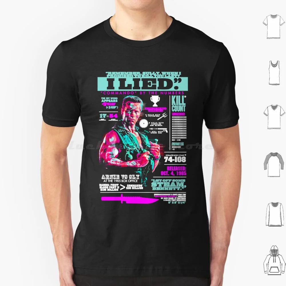 Commando ( 1985 ) Infographic T Shirt Big Size 100% Cotton Arnold Schwarzenegger Arnold Commando Schwarzenegger